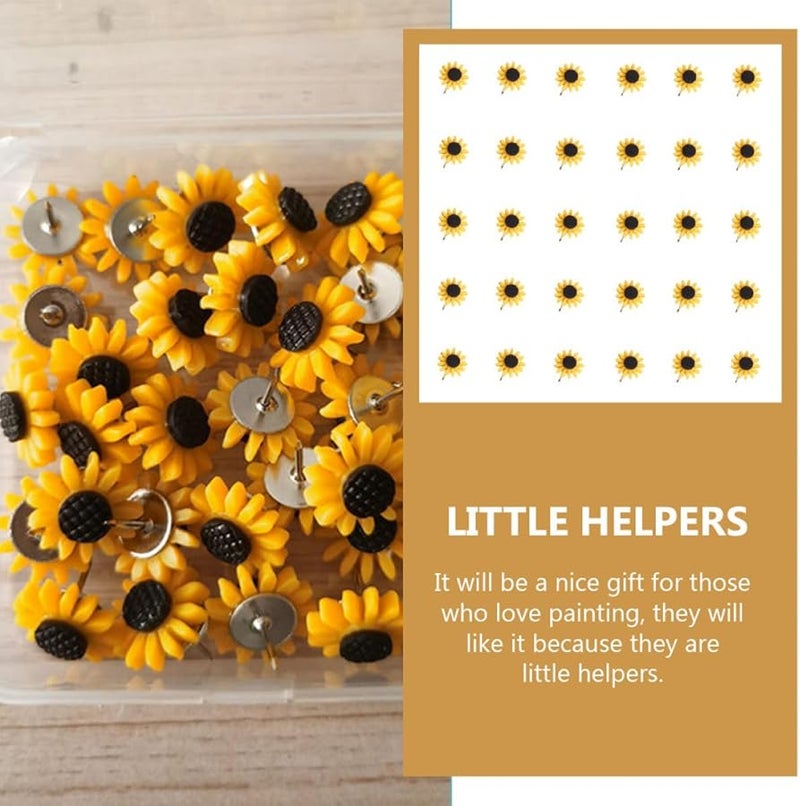 Sunflower Thumb Tacks 30Pcs 7X7X1 7Cm Decorative Push Pins for Office Classroom Cork Board - Image 2